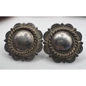 Vintage Earrings 925 14K Gold Fill MEXICO Elk Creek Sterling Round Shape Pierced